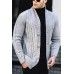 Men's Cardigan Solid Color Long Sleeve Twist Ribbed Knit Jacket