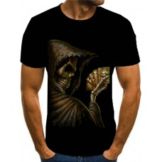 Casual O Neck Print Black Men T-shirt