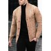 Men's Cardigan Solid Color Long Sleeve Twist Ribbed Knit Jacket