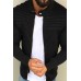 Men's Solid Color Striped Pleated Stitching Jacket