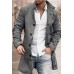 New Men's Woolen Stand Collar Mid-length Casual Coat with Pockets