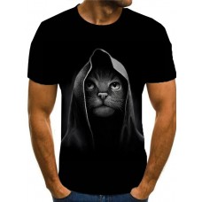 Casual O Neck Print Black Men T-shirt