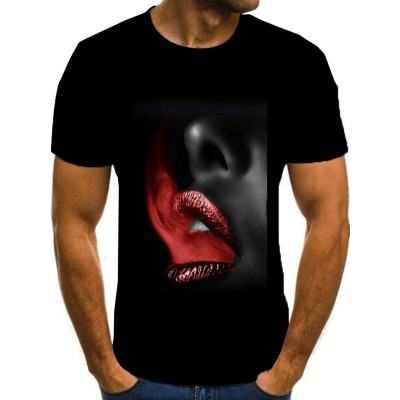 Casual O Neck Print Black Men T-shirt